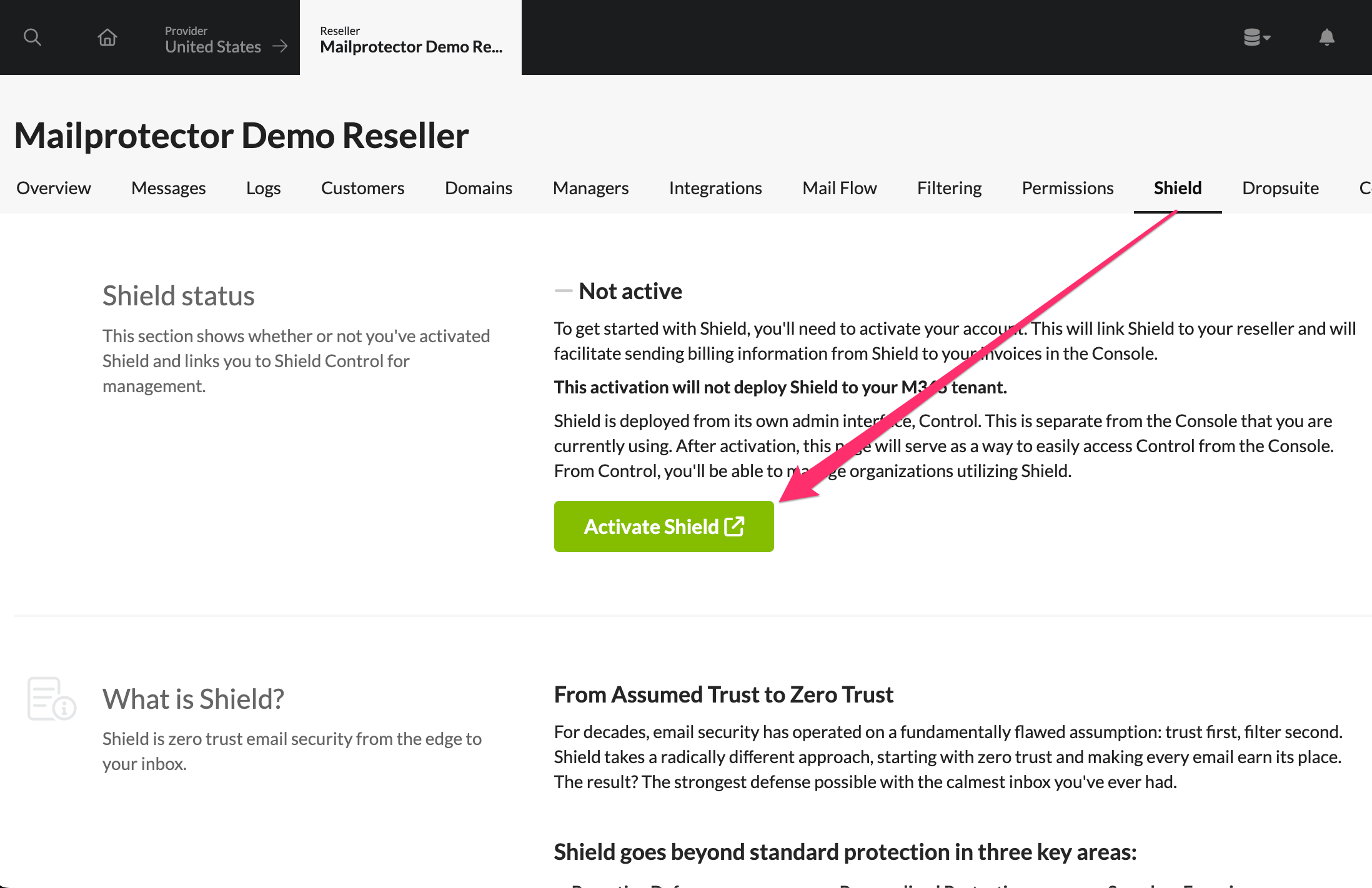 Mailprotector Console - Activate Shield.png